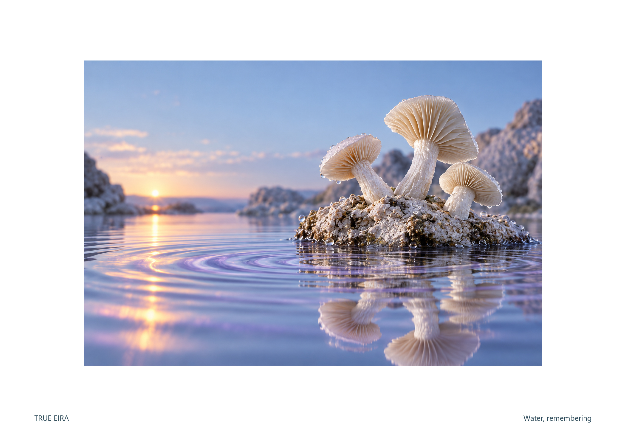 Print layout of Water, remembering, with its white paper border